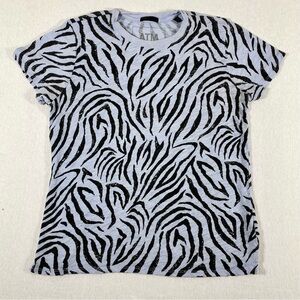 ATM Anthony Thomas Melillo Gray and Black Zebra Print Baby Tee Size M
